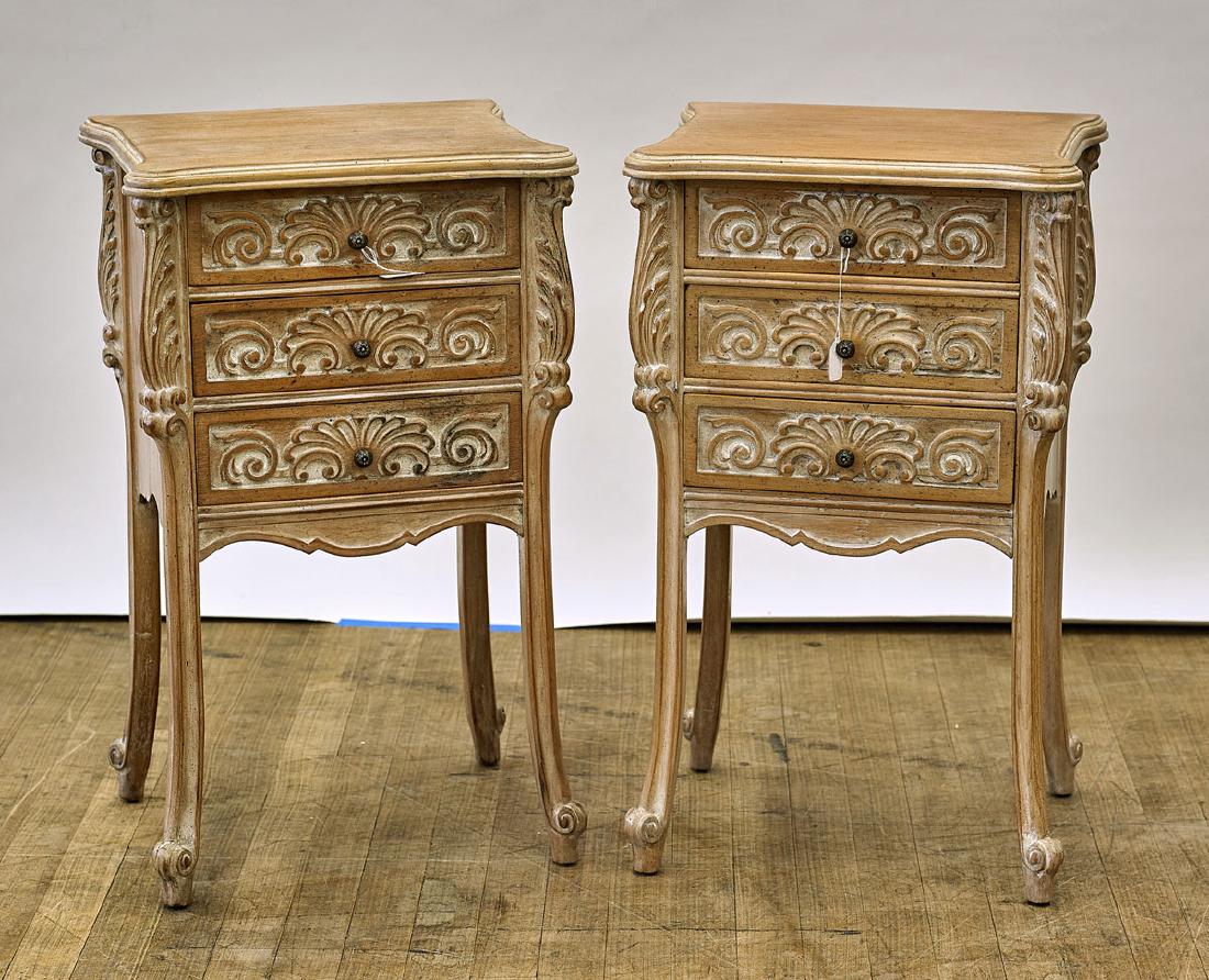Pair Old Louis XV-Style Wood Side Tables (1 of 1)