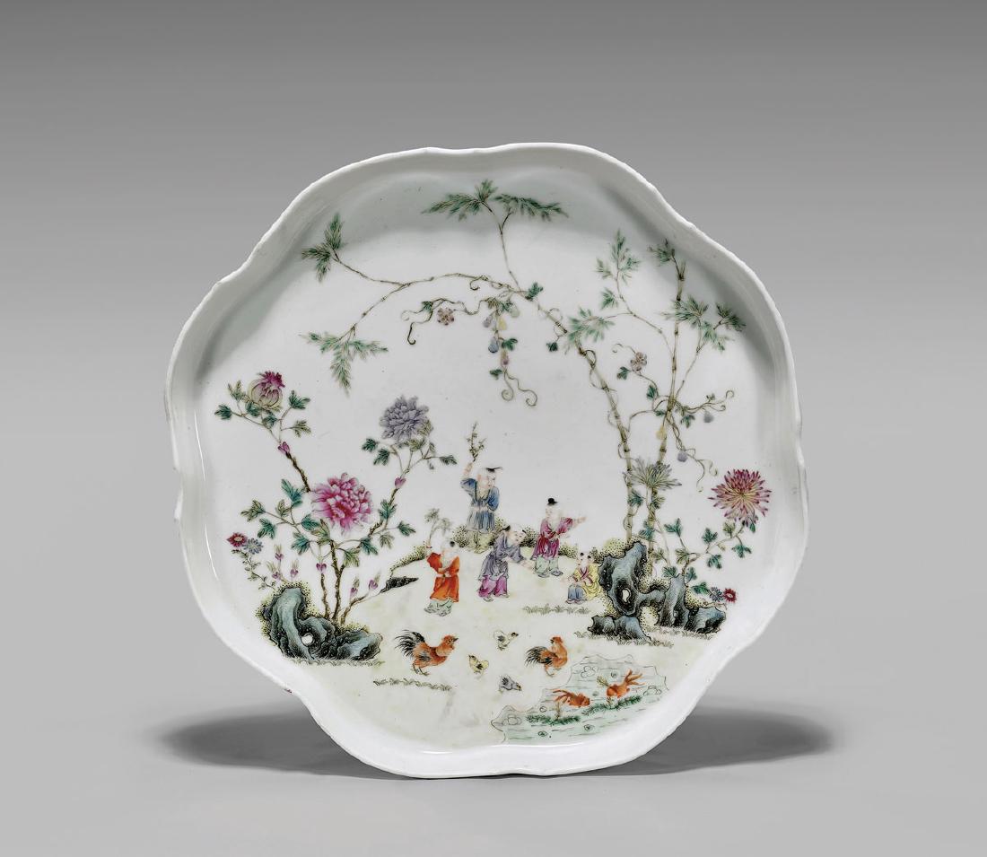 FINE FAMILLE ROSE PORCELAIN 'BOYS' DISH (1 of 2)
