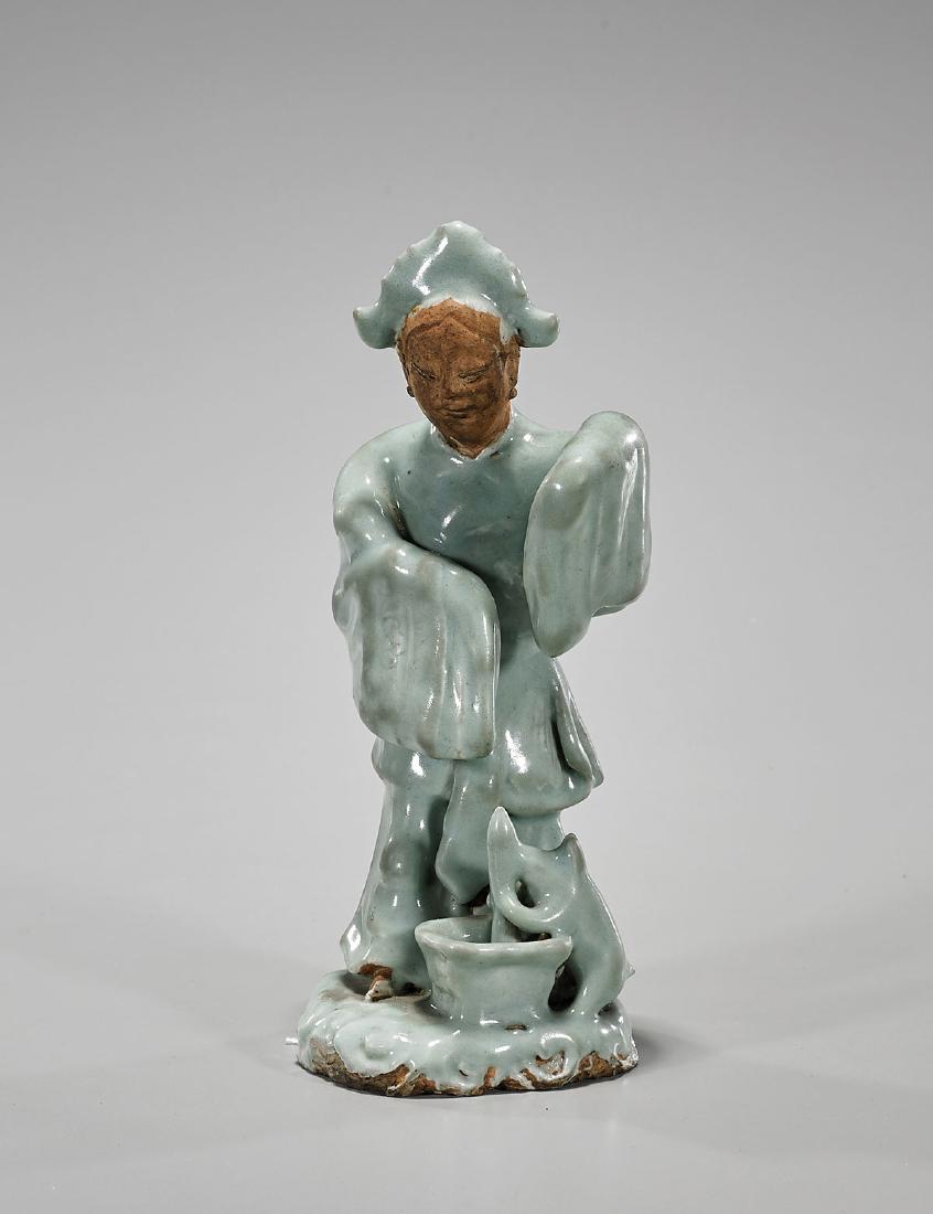 Antique Chinese Celadon Glazed Model of an Actor (1 of 1)