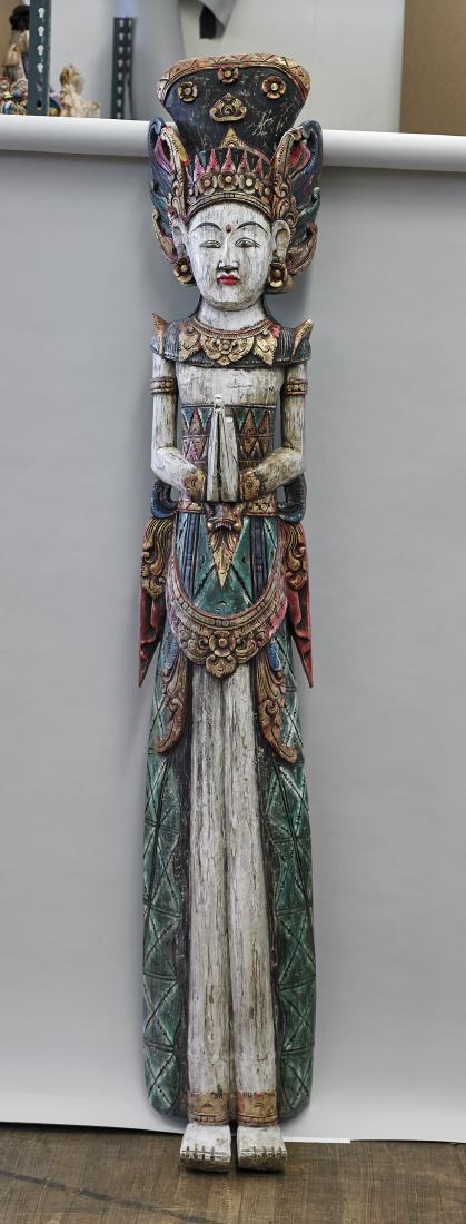 Massive Southeast Asian Polychrome Wood Figural Panel (1 of 1)