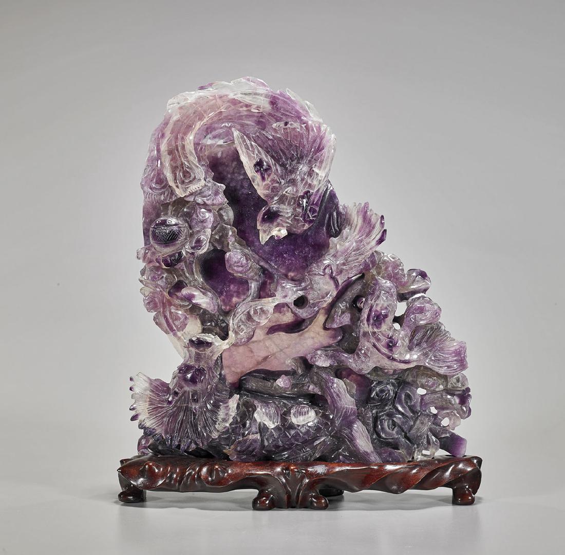 Chinese Carved Purple Fluorite Animal Group (1 of 1)