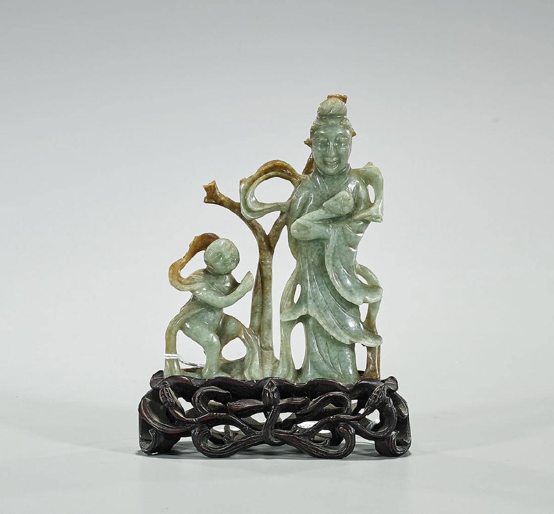 Antique Chinese Carved Jadeite Figural Group (1 of 1)