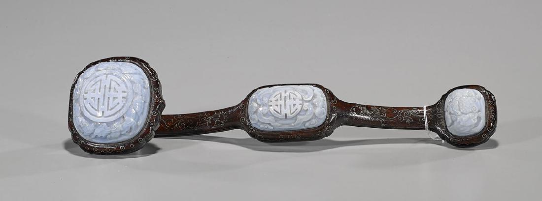 Chinese Agate-Inset Wood Ruyi Scepter (1 of 1)