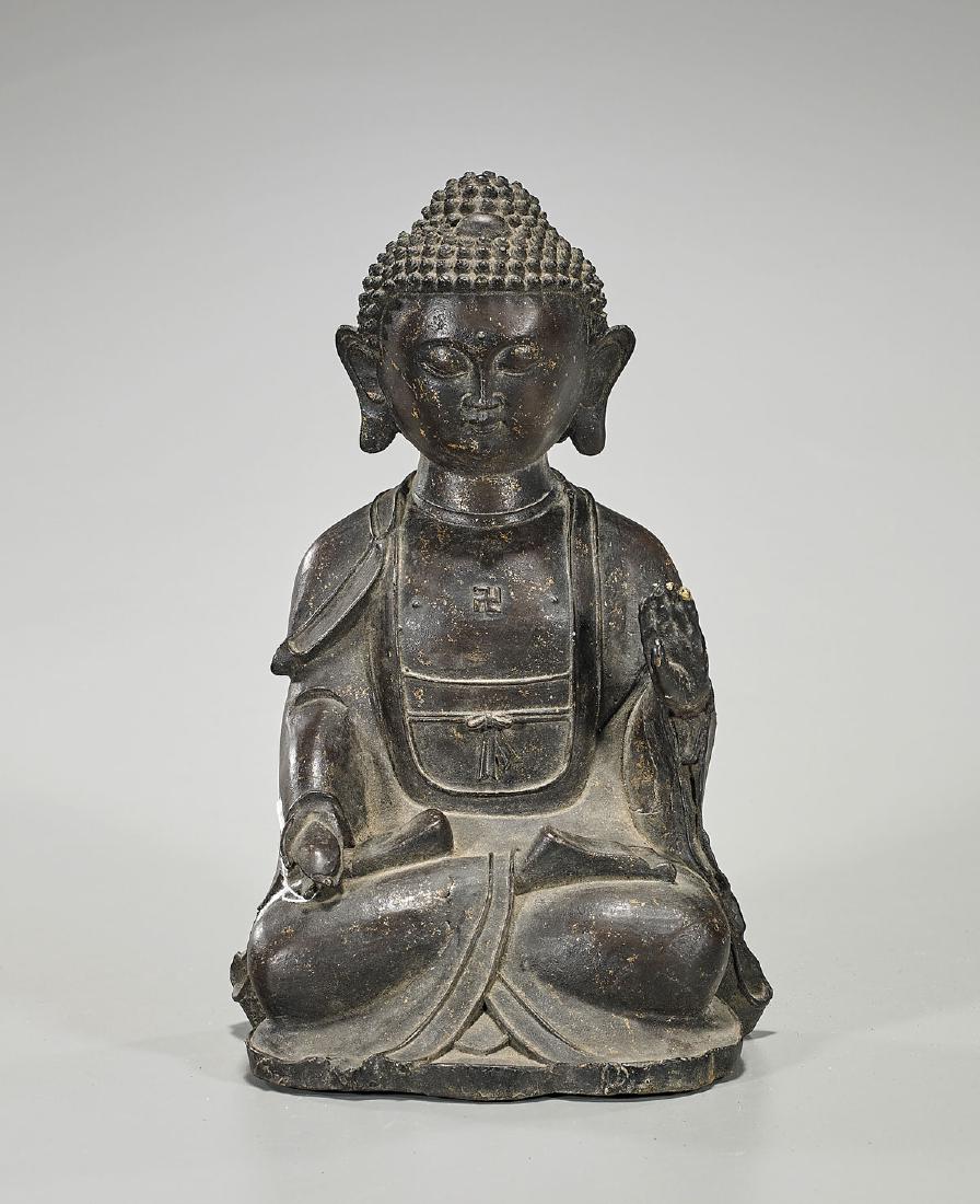 Chinese Parcel-Gilt Bronze Buddha (1 of 2)