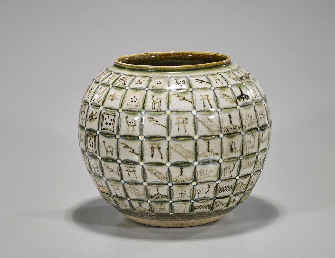 Antique Japanese Glazed Pottery Jar (1 of 1)