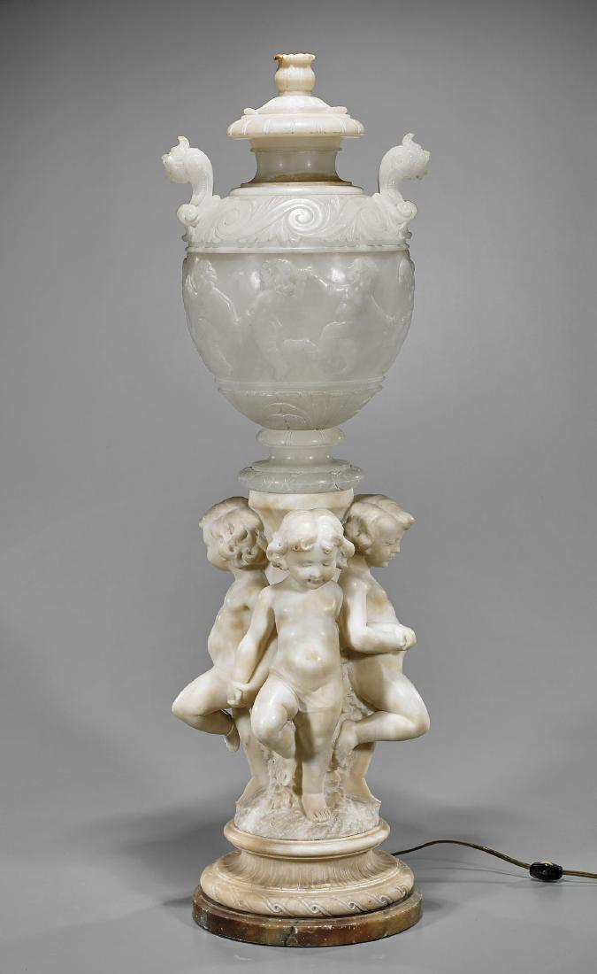 Old Continental Carved Marble Lamp (1 of 1)