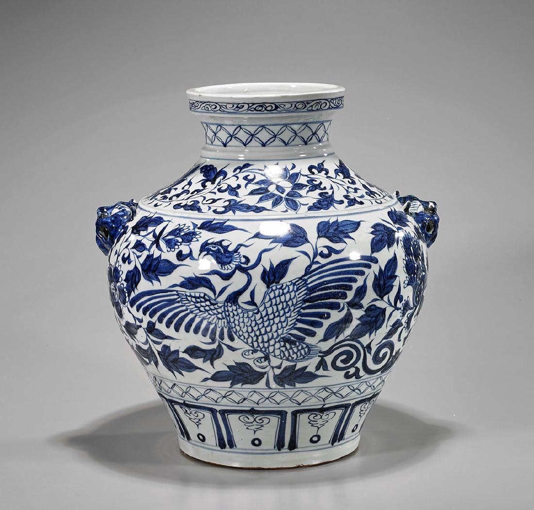 Large Yuan-Style Blue & White Porcelain Vase (1 of 1)