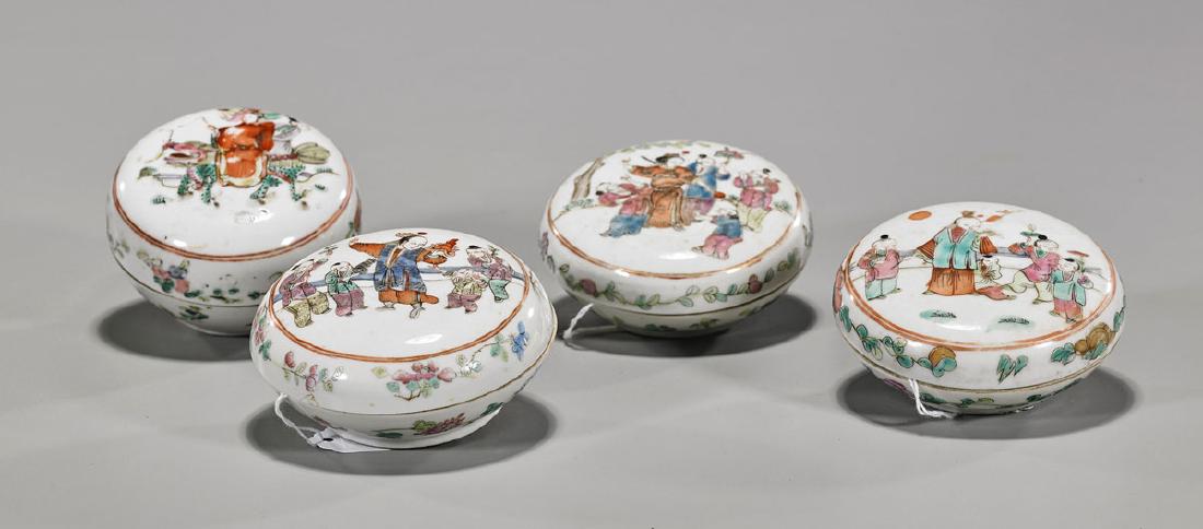 Four Antique Chinese Enameled Porcelain Seal Paste (1 of 1)