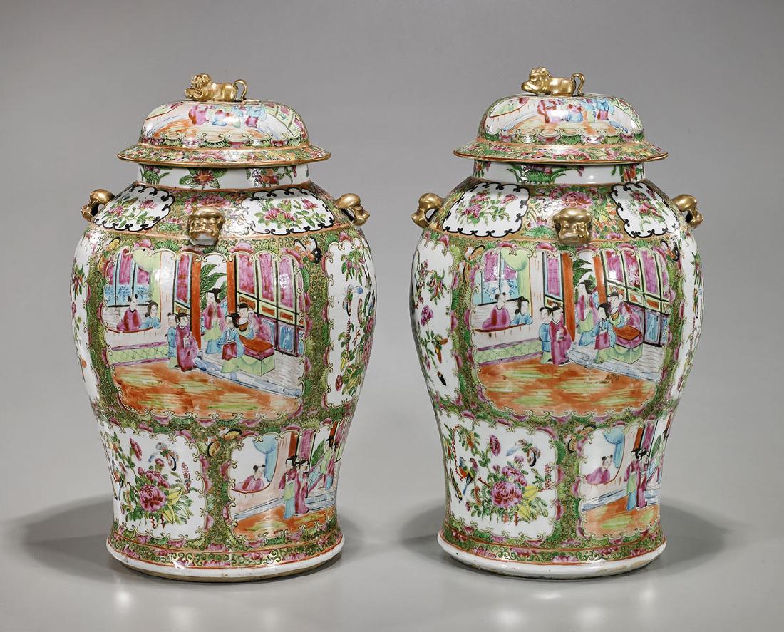 Pair Antique Chinese Rose Medallion Enameled Export (1 of 1)