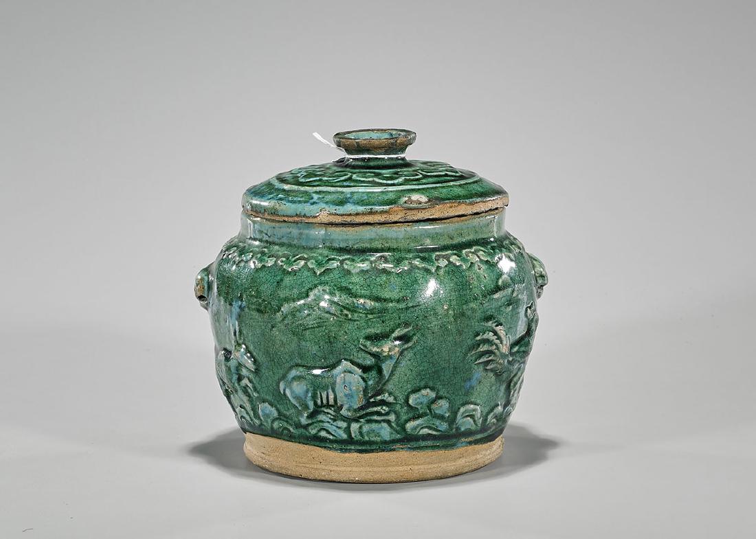 Antique Chinese Green Glazed Pottery Jar (1 of 1)