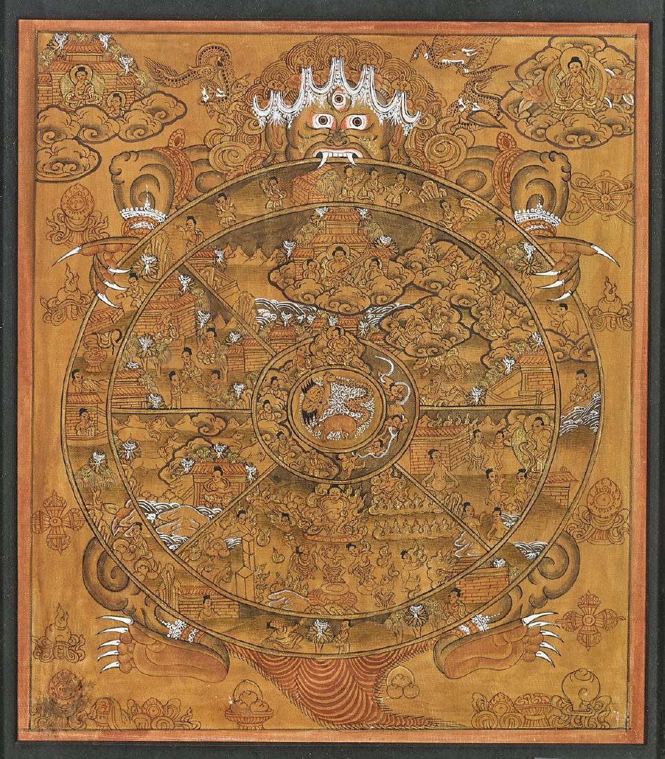 Old Small Tibeto-Chinese Painted Thangka (1 of 1)