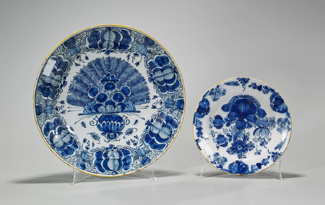 Two Antique Continental Blue & White Porcelain Dishes (1 of 1)