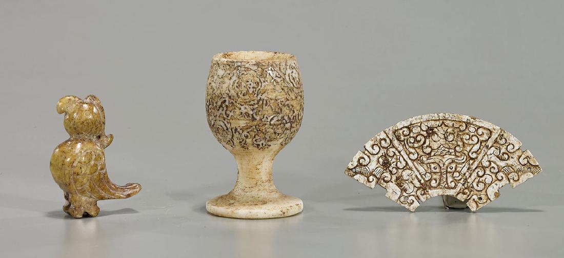 Three Chinese Carved Hardstone Pieces (1 of 1)