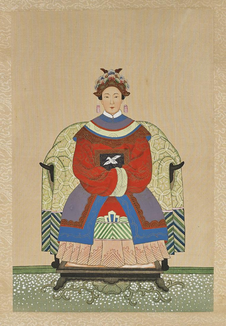 Two Chinese Ancestral Portrait Scrolls (1 of 2)