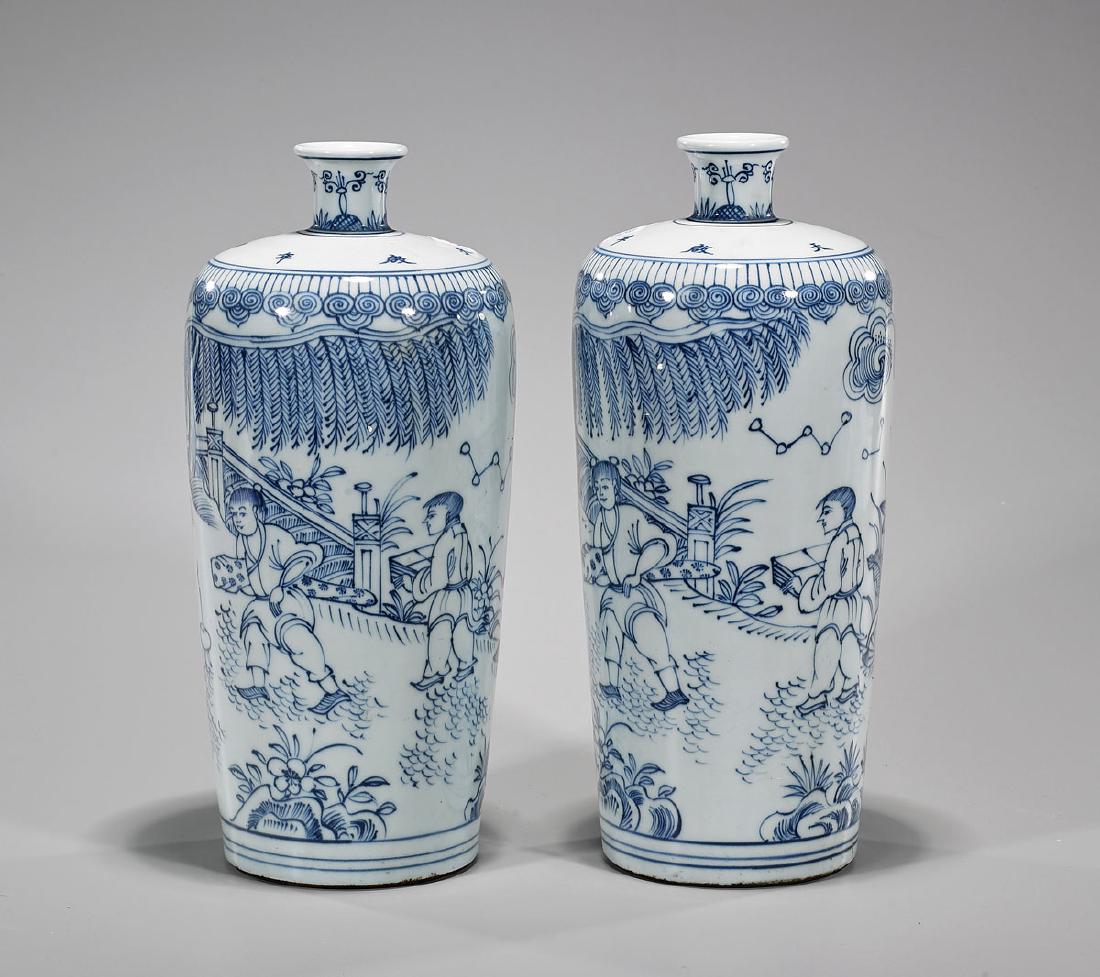 Pair Ming-Style Blue & White Porcelain Vase (1 of 2)