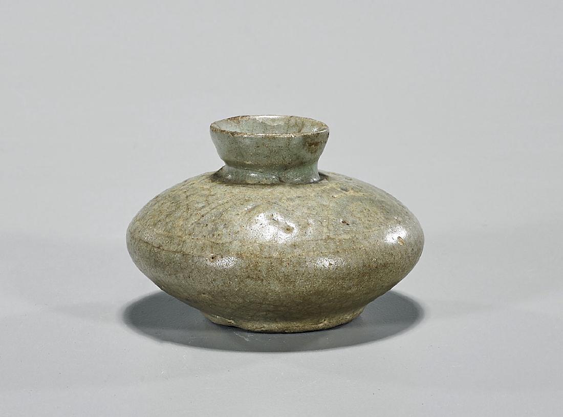 Antique Korean Celadon Glazed Oil Bottle (1 of 1)