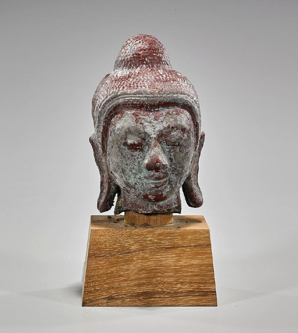 Antique Southeast Asian Red Lacquer Head (1 of 2)