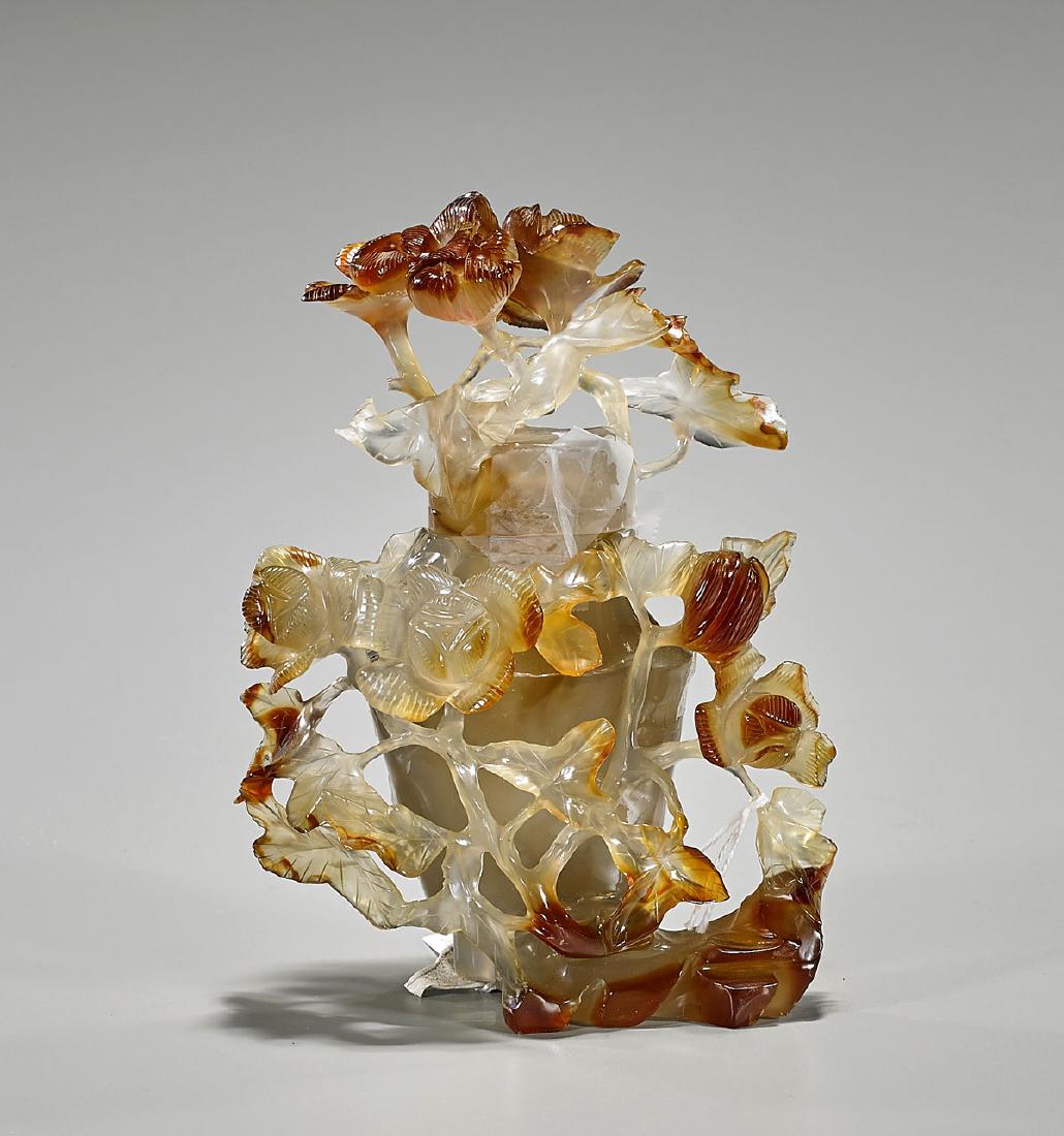 Antique Chinese Carved Carnelian Agate Covered Vase (1 of 1)