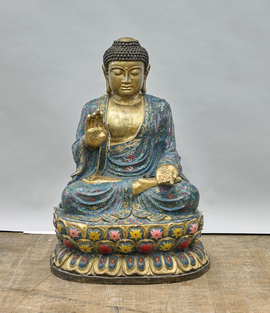 Massive Chinese Cloisonne Enamel Seated Buddha (1 of 1)