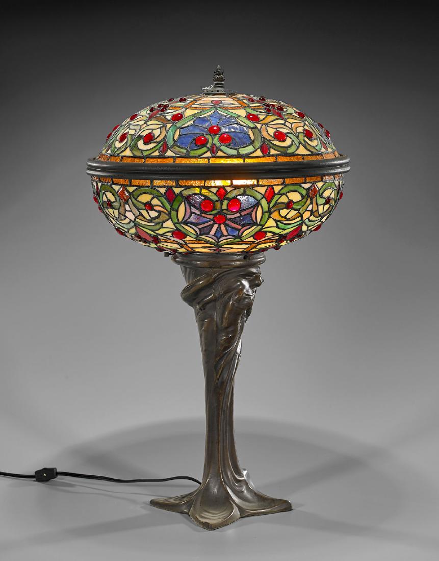 Covered Leaded Glass Table Lamp (1 of 1)