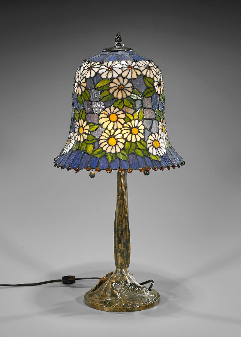 Bell-Shaped Leaded Glass Table Lamp (1 of 1)