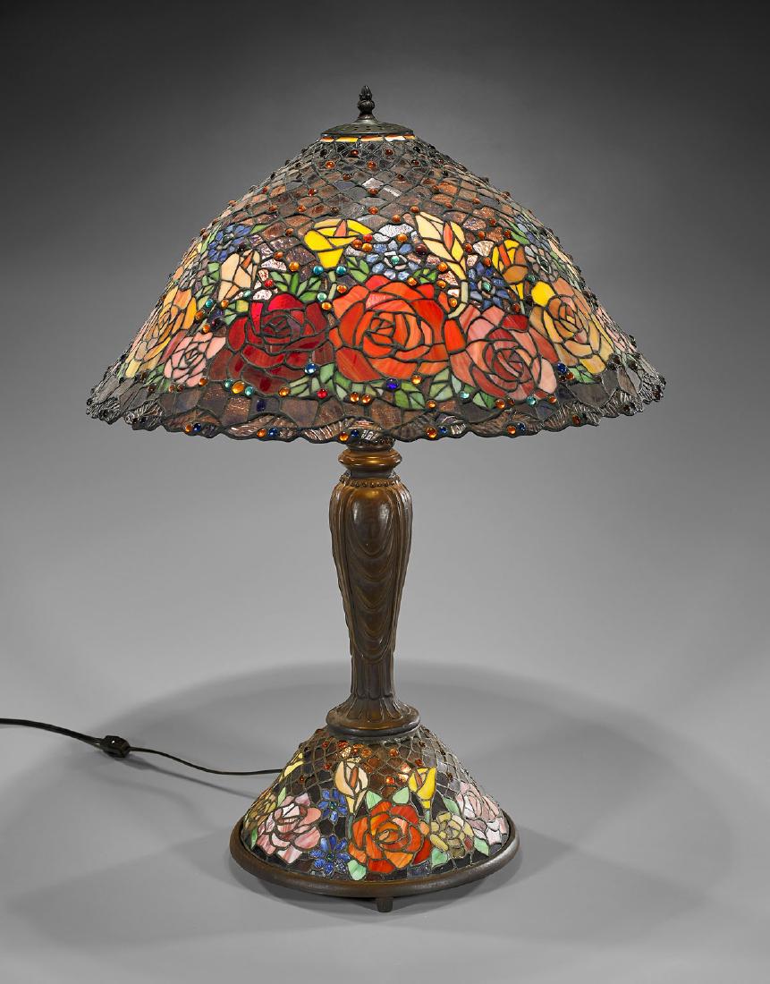 Floral Leaded Glass Table Lamp (1 of 1)