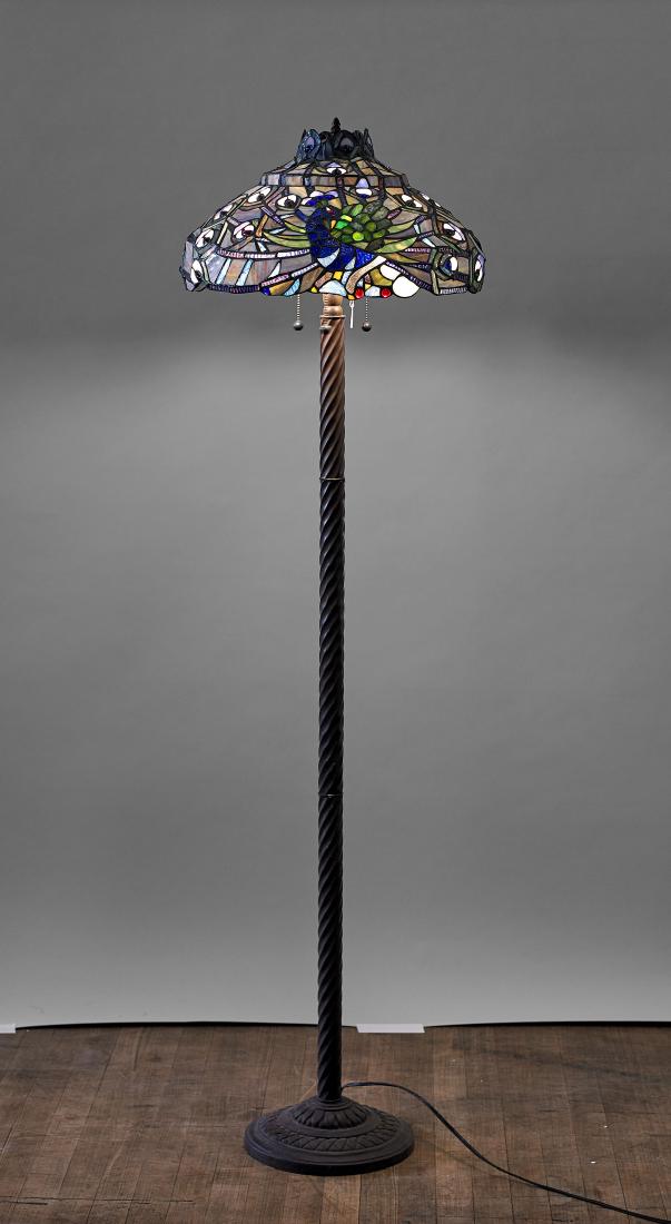 Peacock' Leaded Glass Floor Lamp (1 of 1)