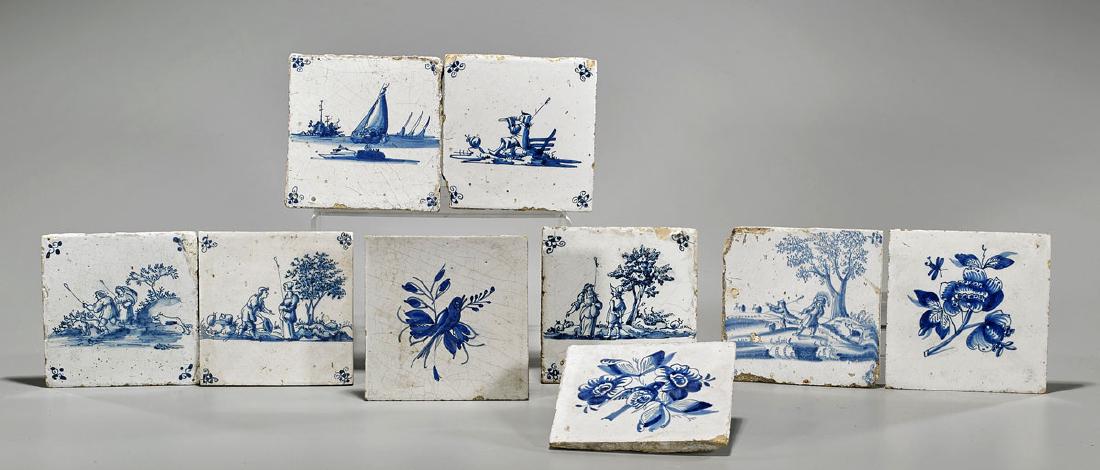 Group of Antique Blue & White Delft Porcelain Tiles (1 of 1)