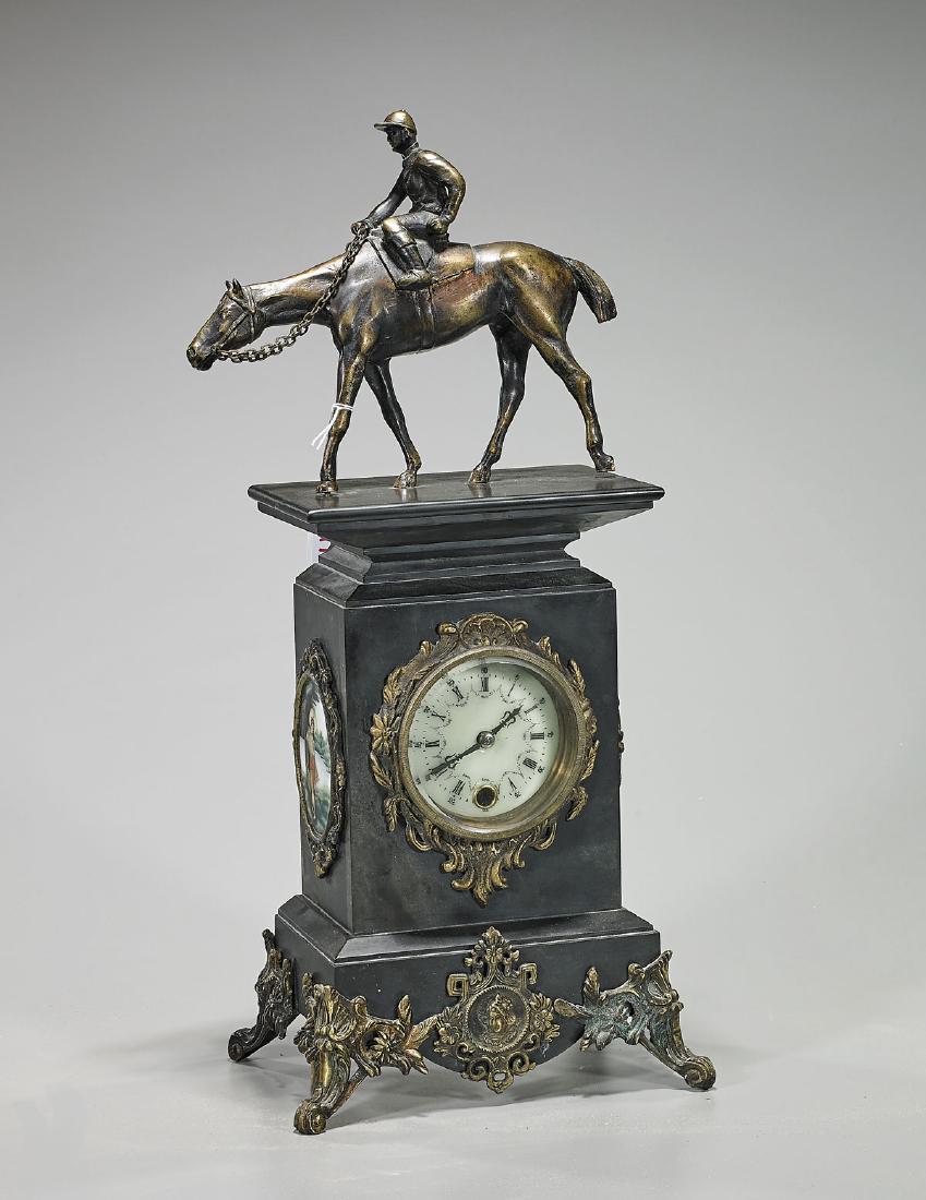 Old Bronze-Mounted 'Jockey' Desk Clock (1 of 1)