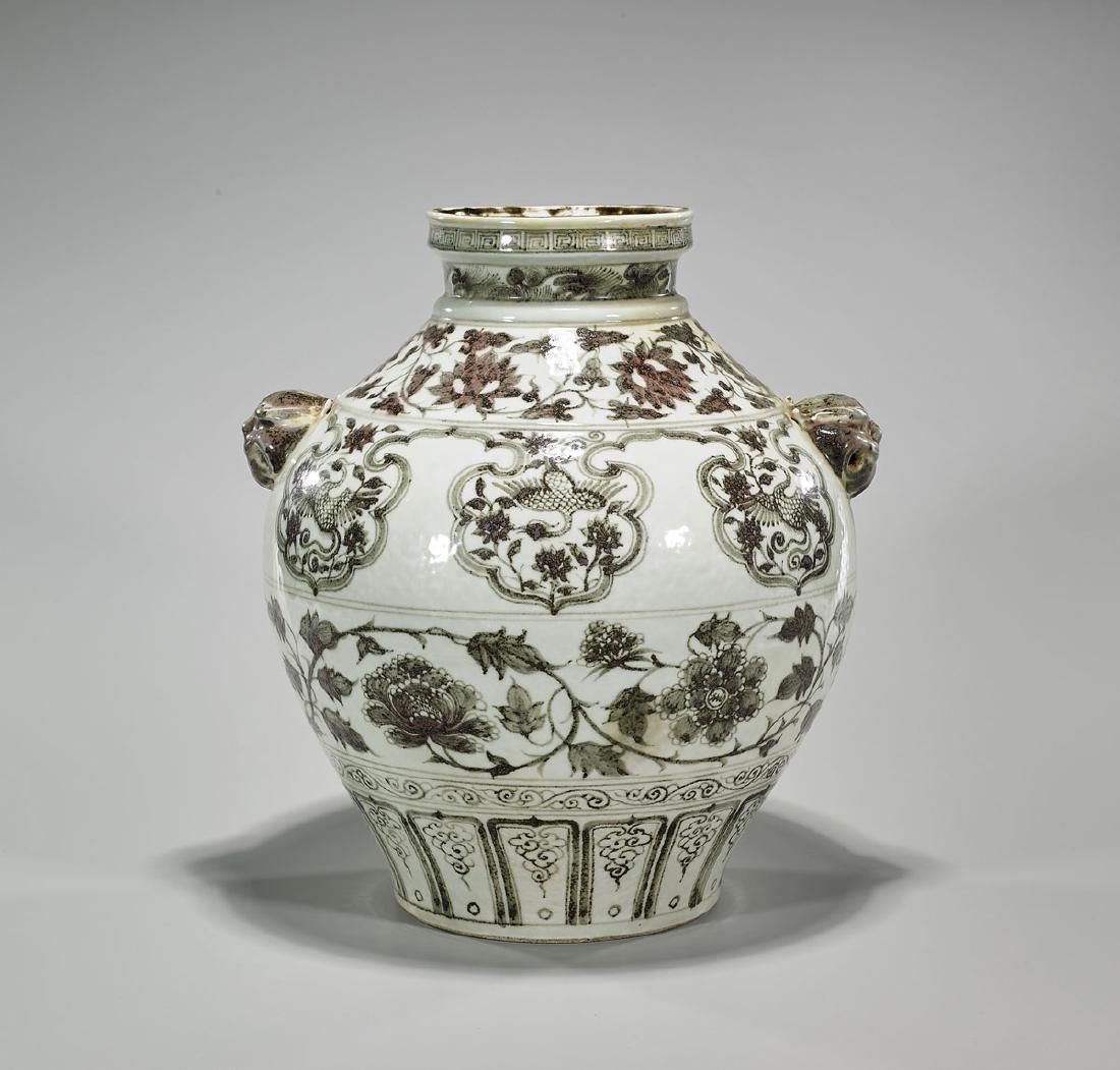 Large Hongwu-Style Iron Underglaze Porcelain Jar (1 of 3)