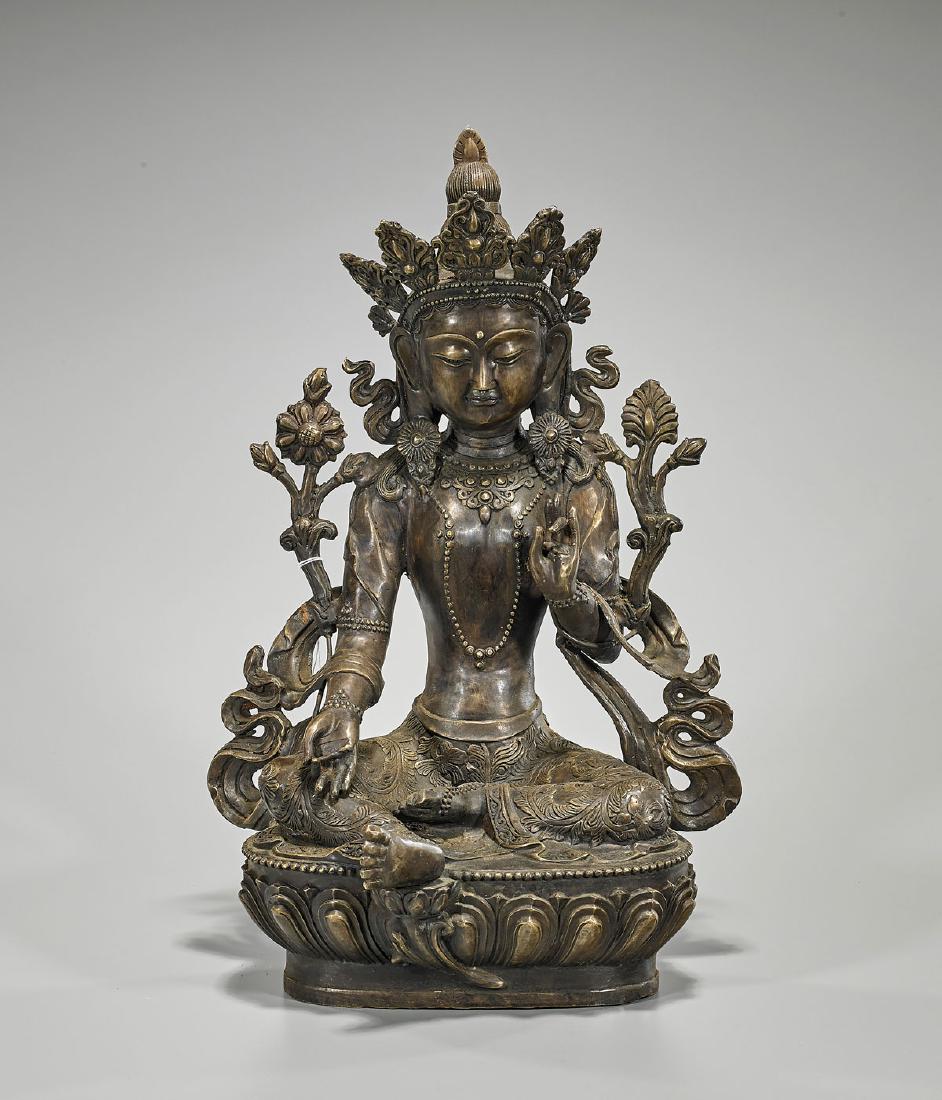 Chinese Bronze Seated Deity (1 of 2)