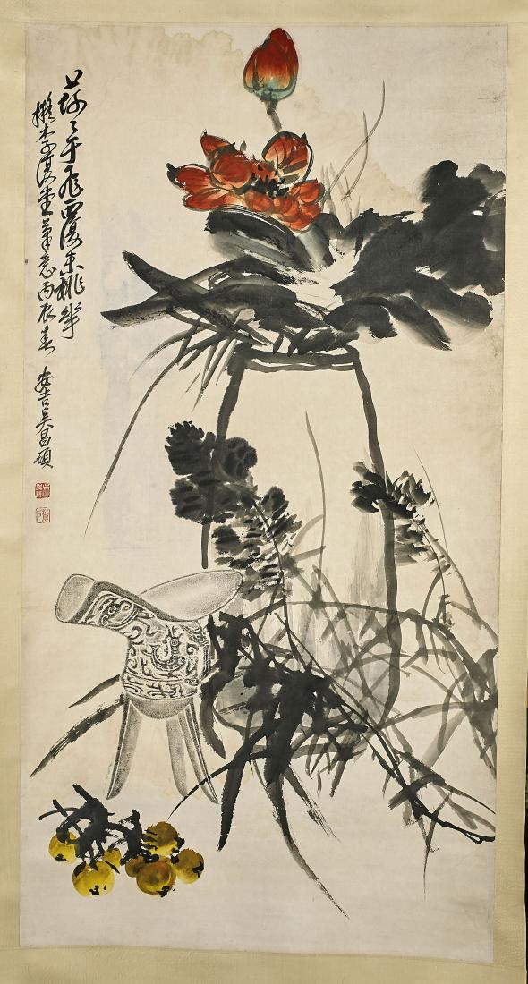 Two Chinese Scrolls After Qi Baishi & Wu Changshuo (1 of 4)