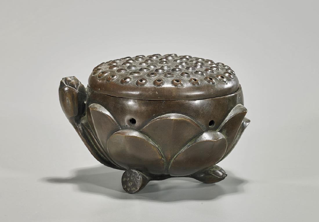 Chinese Bronze Lotus Covered Vessel (1 of 1)