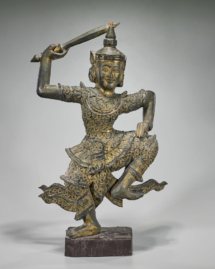 Old Southeast Asian Gilt Wood Dancing Figure (1 of 1)