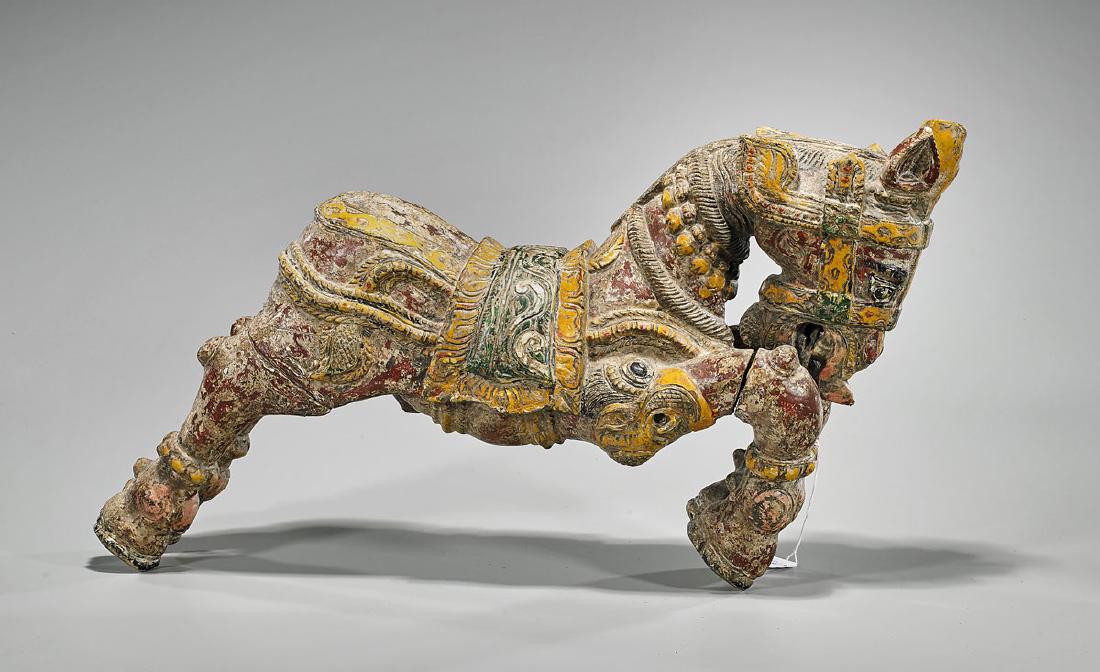 Antique Southeast Asian Polychrome Wood Horse (1 of 1)