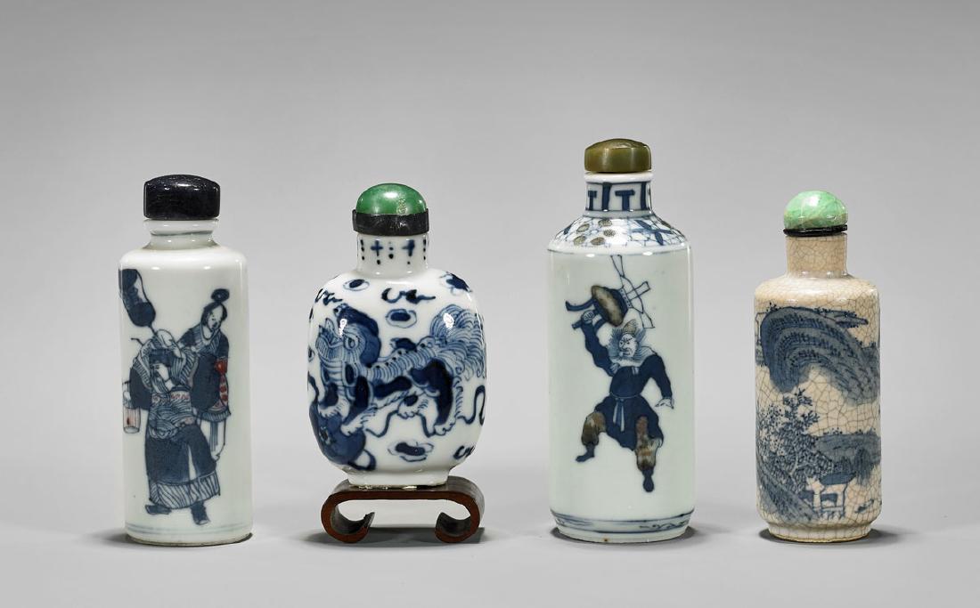 FOUR ANTIQUE CHINESE PORCELAIN SNUFF BOTTLES (1 of 3)