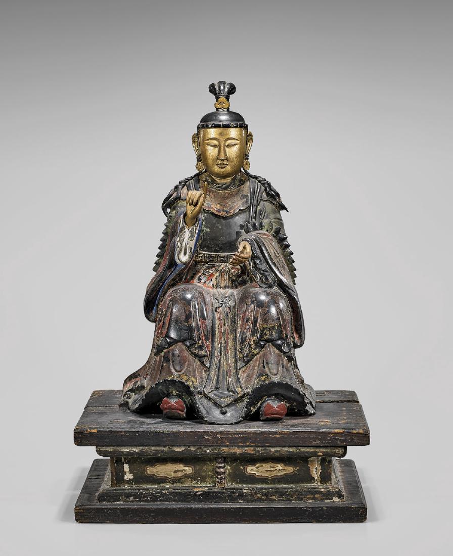 ANTIQUE CHINESE GILT-LACQUERED WOOD IMMORTAL (1 of 3)