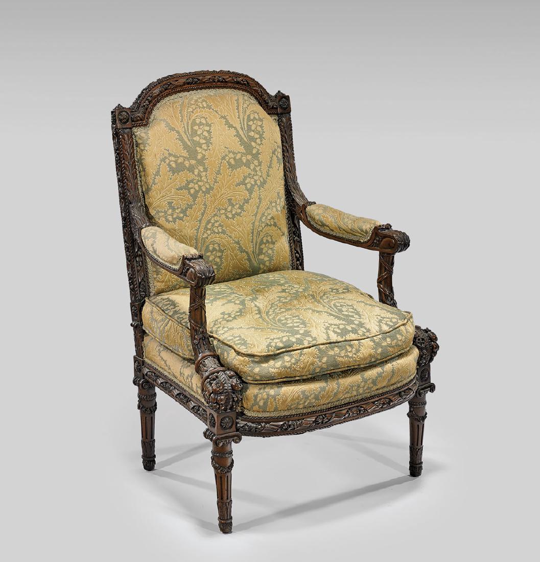 LOUIS XVI-STYLE CARVED WOOD ARMCHAIR (1 of 1)