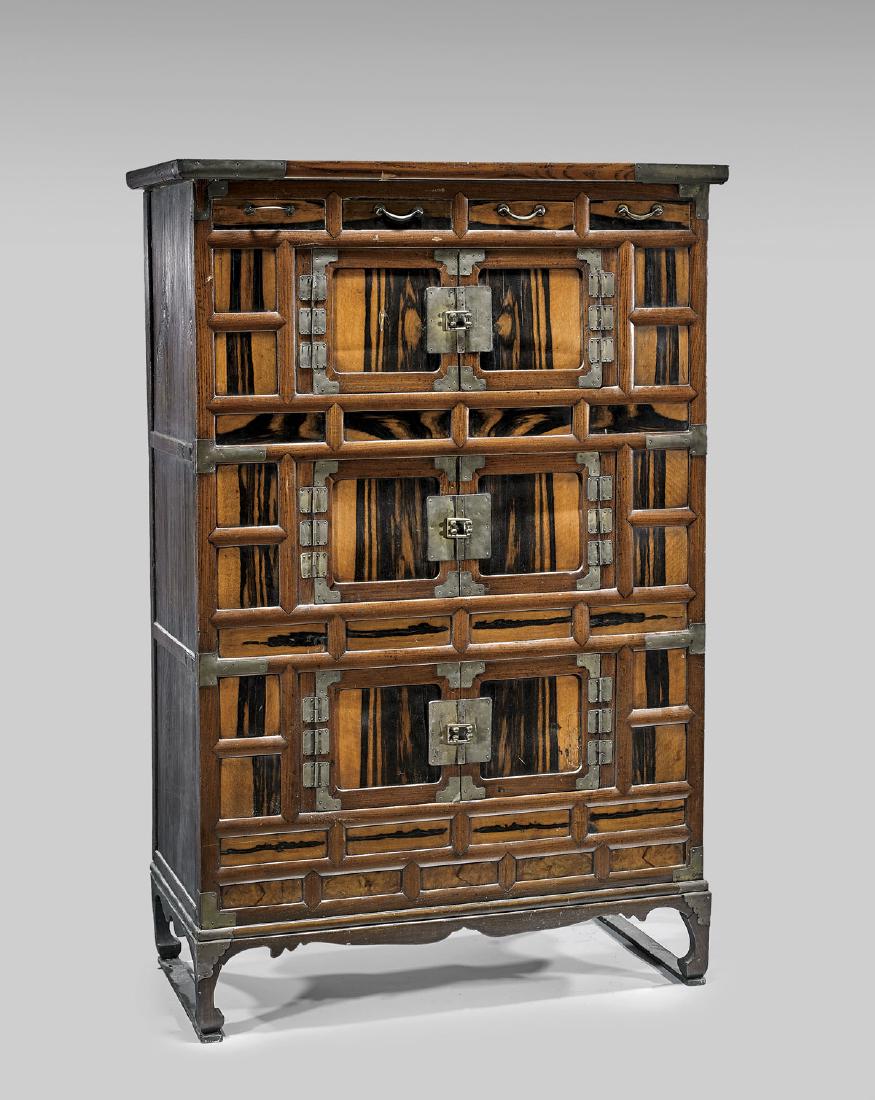 TALL ANTIQUE KOREAN WOOD CHEST (1 of 1)