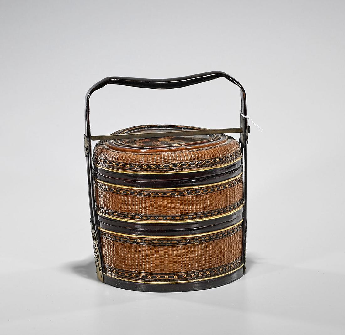 Antique Chinese Bamboo Lunch Basket (1 of 1)