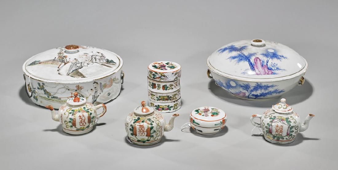 Group of Seven Chinese Enameled Porcelains (1 of 1)