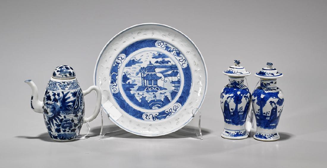 Four Various Antique Chinese Blue & White Porcelains (1 of 1)