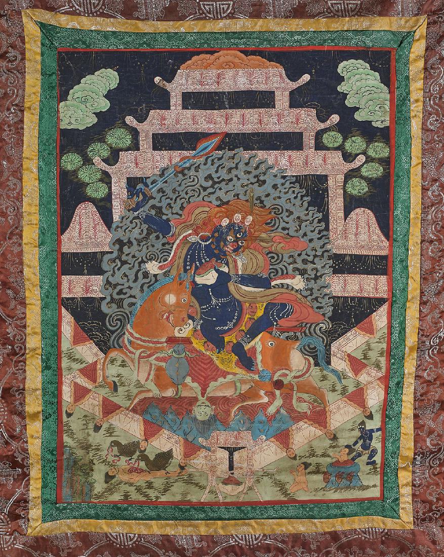 Old Tibeto-Chinese Painted Thangka (1 of 1)