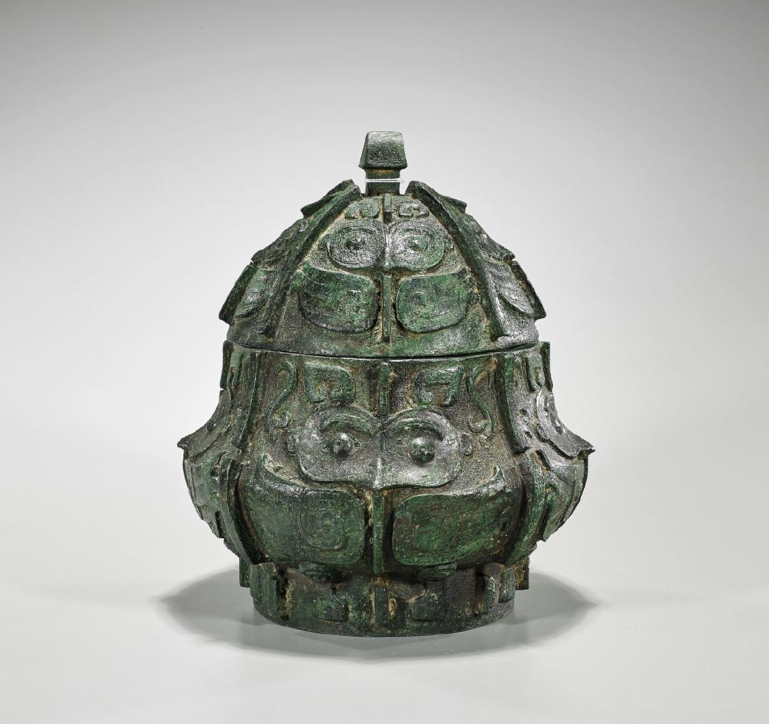 Chinese Archaistic Bronze Covered Vessel (1 of 1)