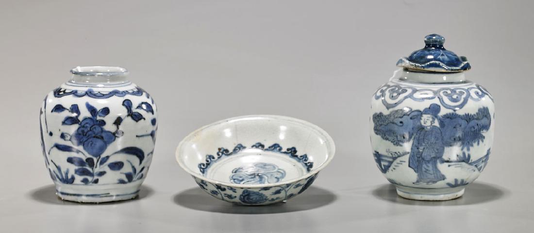 Three Antique Chinese Blue & White Porcelains (1 of 1)