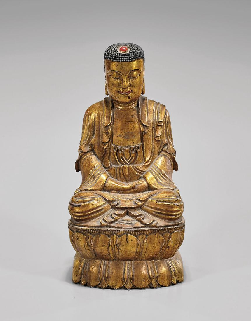 Antique Gilt Wood Shakyamuni Buddha (1 of 2)