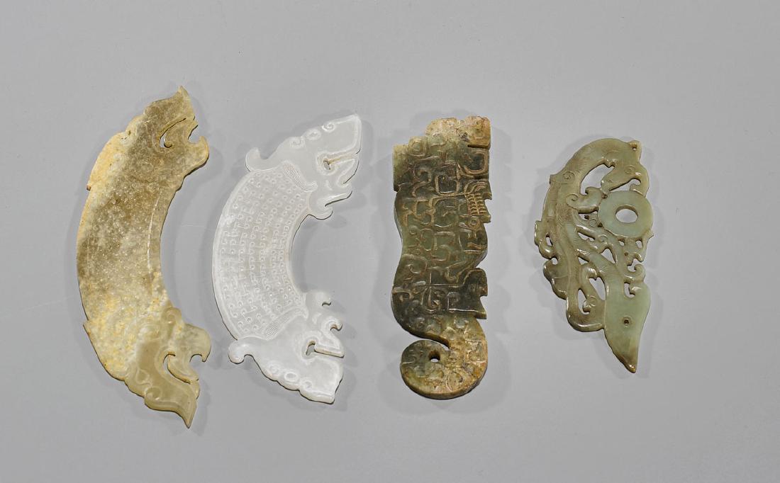 Group of Four Old Chinese Archaistic Carved Jade Or (1 of 1)