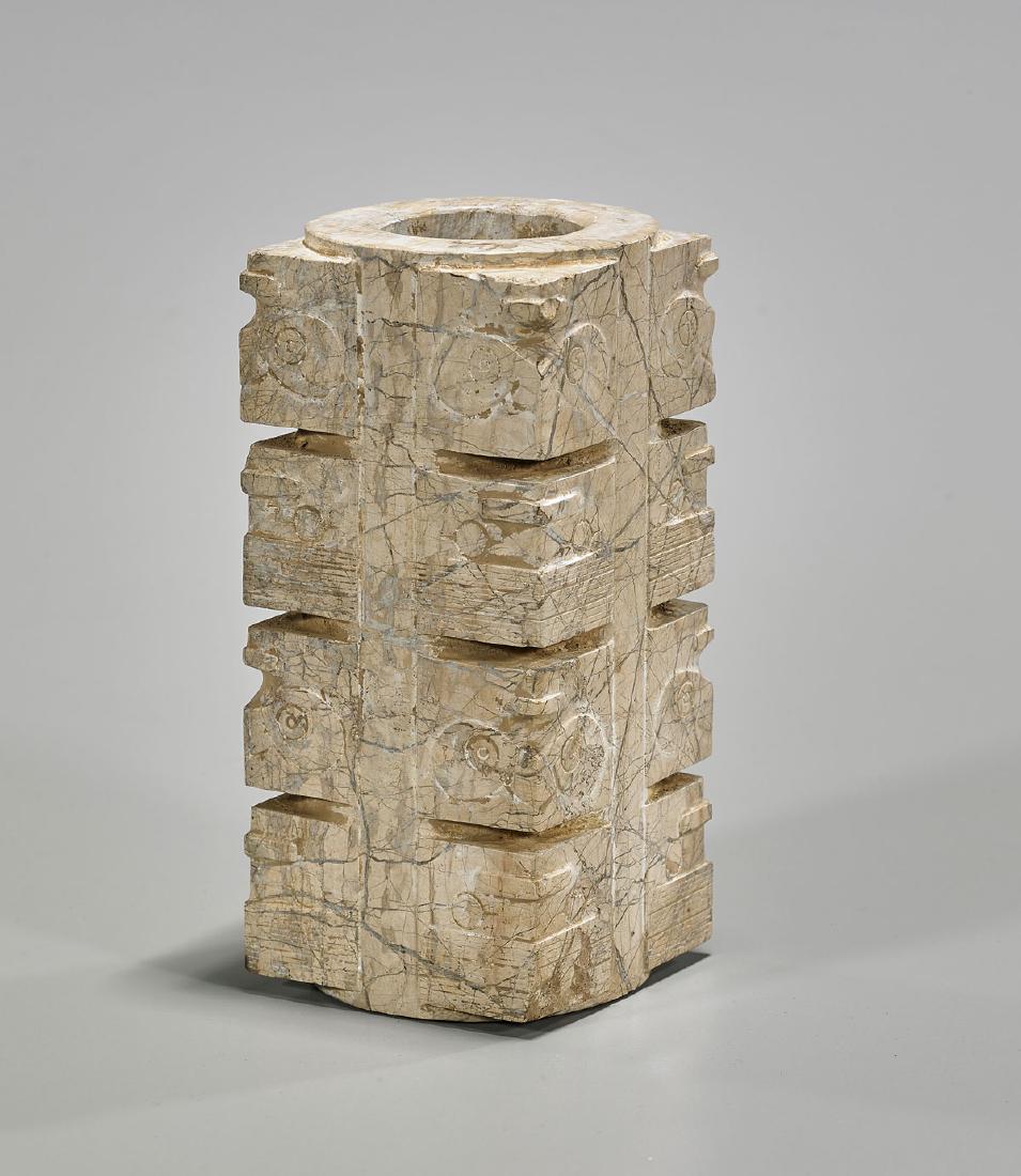 Old Chinese Carved Archaistic Hardstone 'Cong' (1 of 1)