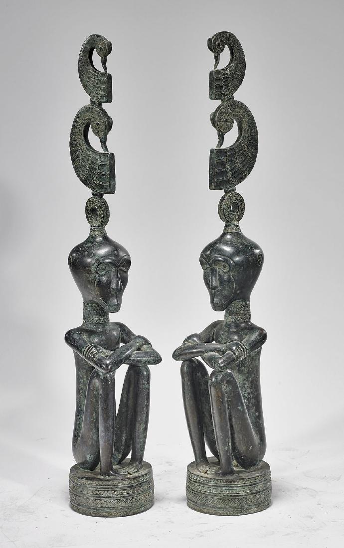 Pair Southeast Asian Bronze Seated Figures (1 of 1)
