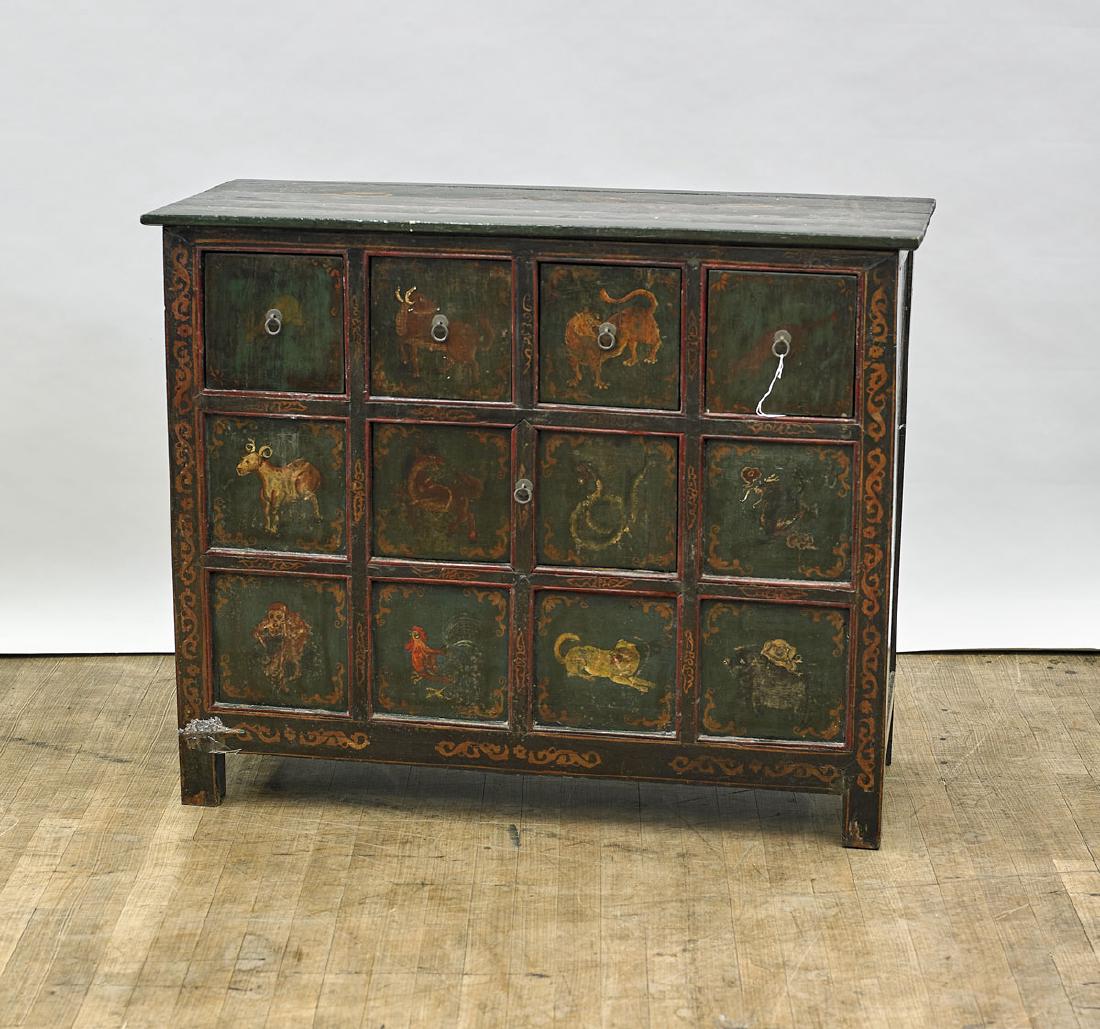 Antique Tibetan Painted Wood Cabinet (1 of 1)